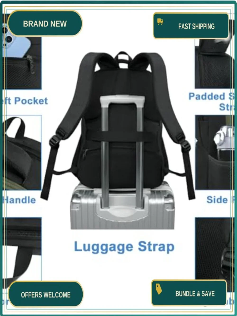 Work Laptop Backpack with Insulated Cooler Pocket, 17